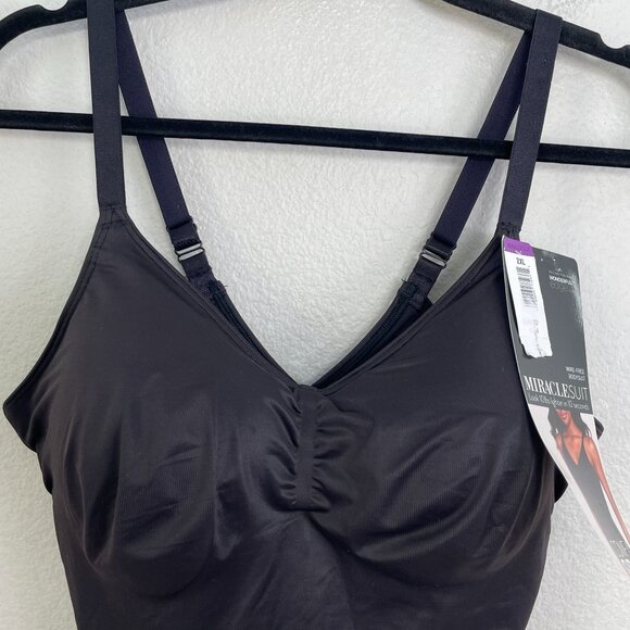 NEW Miraclesuit Womens Plus 2XL Wirefree Black Bodysuit Comfy Curves Slimming - Picture 2 of 11
